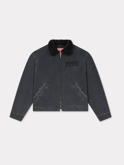 'KENZO Happy Tiger' embroidered utility fleece jacket in Japanese denim