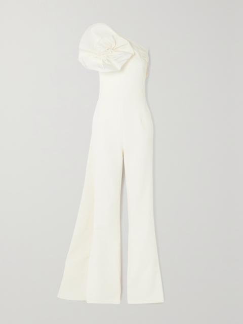 Omi Strapless Cape-effect Faille-trimmed Stretch-crepe Jumpsuit