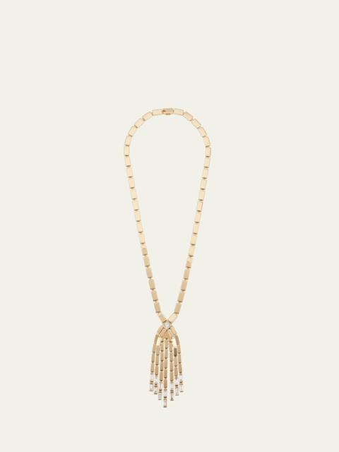 18K Yellow Gold Diamond Baguette Cascade Necklace
