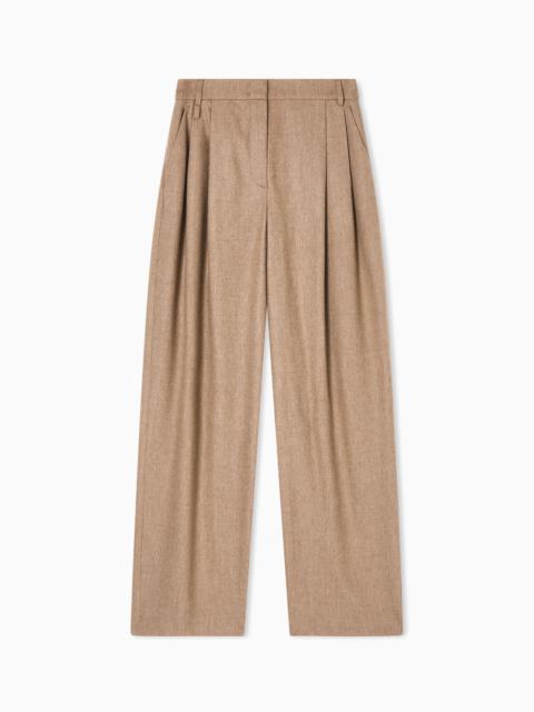 ICON WOOL FLANNEL TROUSERS WITH PLEATS