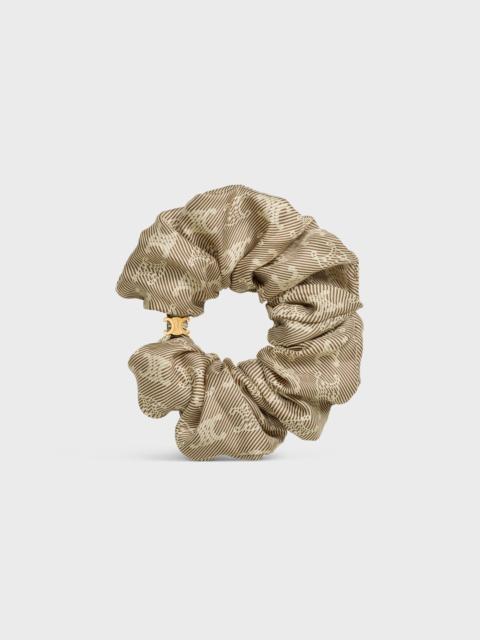 Celine Triomphe Diagonale Scrunchy in Silk and Brass with Gold Finish