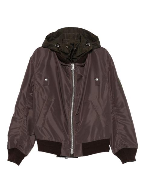 hooded zip-front bomber jacket