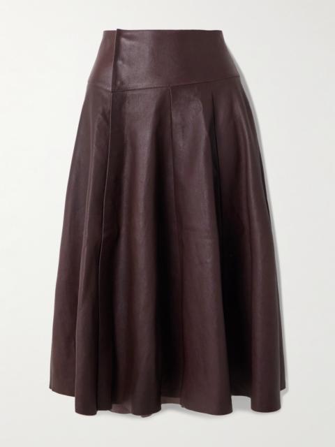 Queen Paneled Leather Midi Skirt