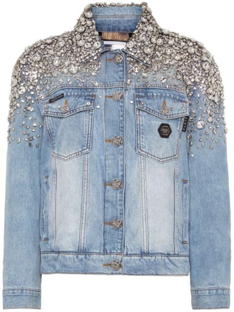crystal-embellished denim jacket