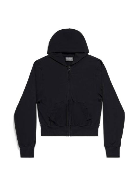 BALENCIAGA Women's Zip-up Hoodie Fitted in Black | REVERSIBLE