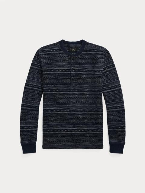 Indigo Jacquard Henley Shirt