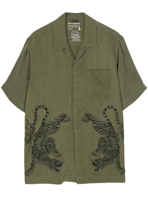 tiger-embroidered short-sleeve shirt