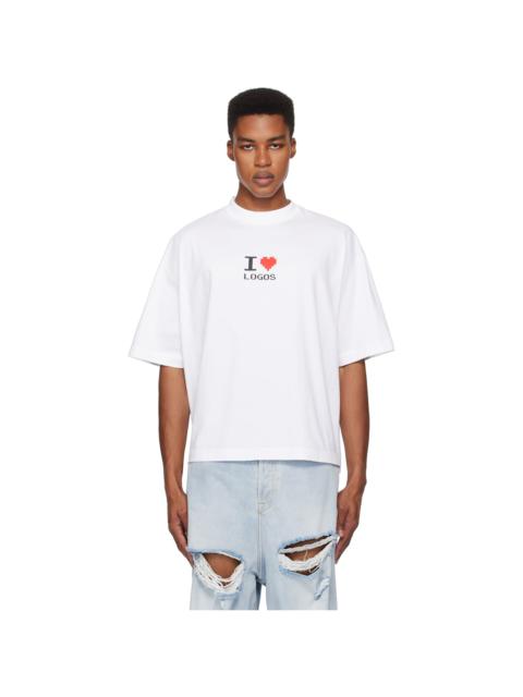 White 'I Love Logos' Cropped Boxy T-shirt