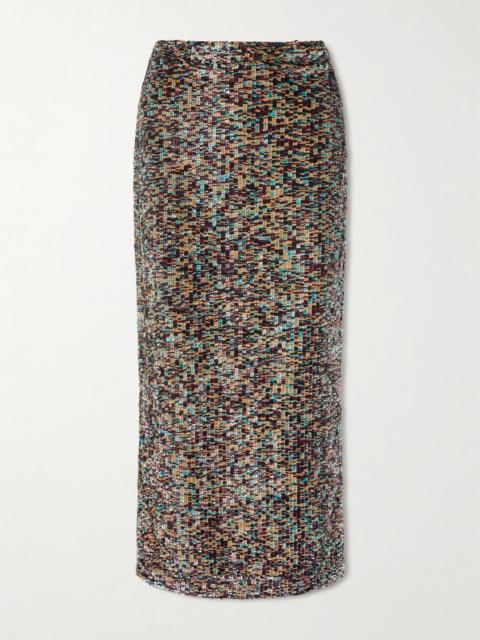 Sylkie Sequined Crepe De Chine Maxi Skirt