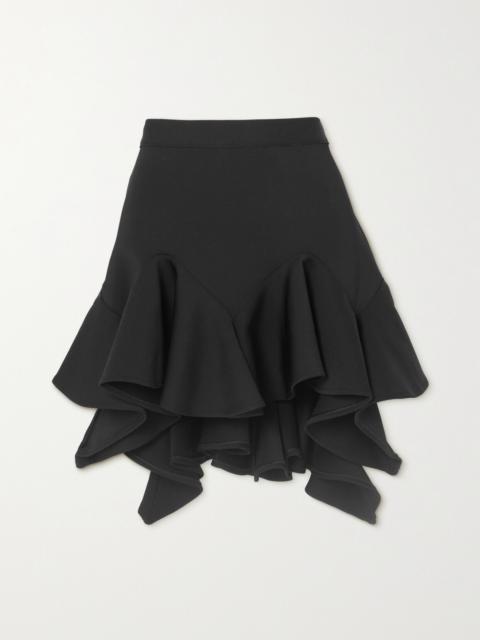 Asymmetric Ruffled Stretch-jersey Mini Skirt
