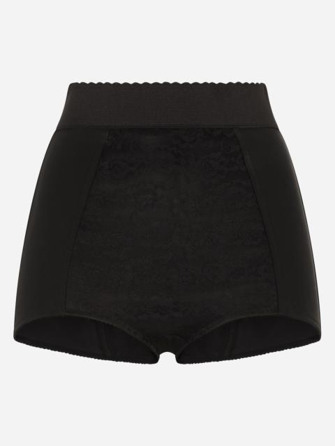 High-waisted shaper panties in jacquard and satin