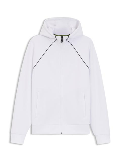 PIPING-DETAIL ZIP-UP HOODIE IN A COTTON BLEND