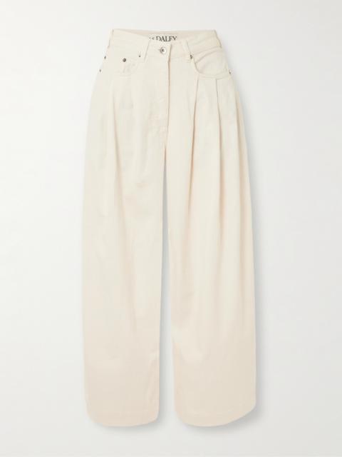 Ivy Pleated Cropped Mid-rise Barrel-leg Jeans