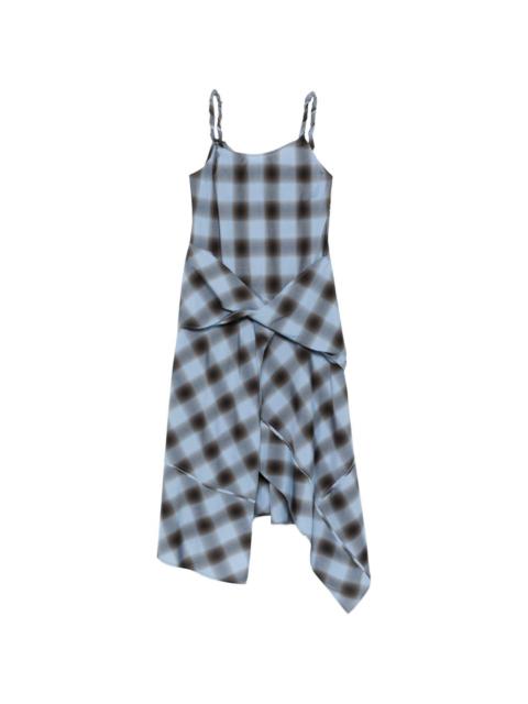 check-pattern midi dress