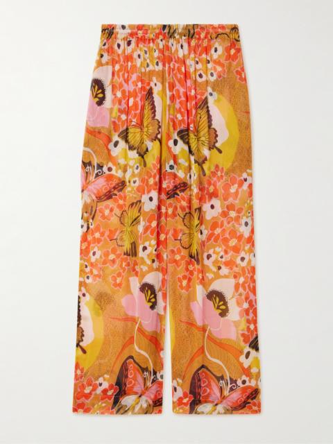 Otto Marigold Meadow Floral-print Georgette Straight-leg Pants