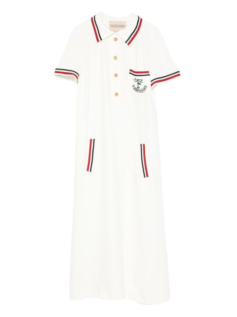 cherry-embellished polo midi dress