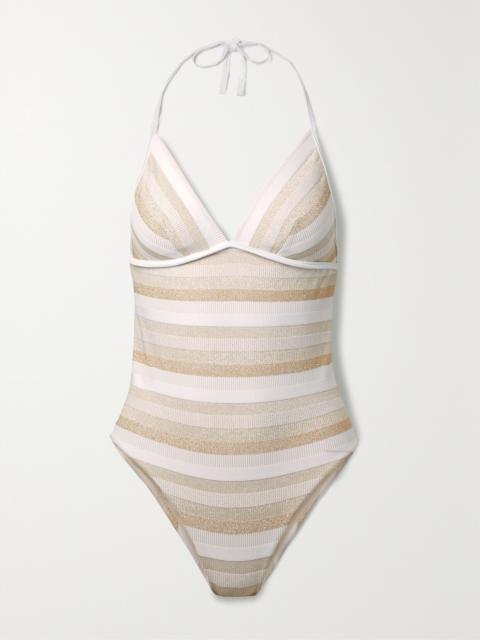 Carina Ribbed Metallic Striped Swimsuit