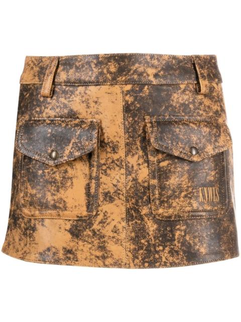 Hellz distressed leather miniskirt