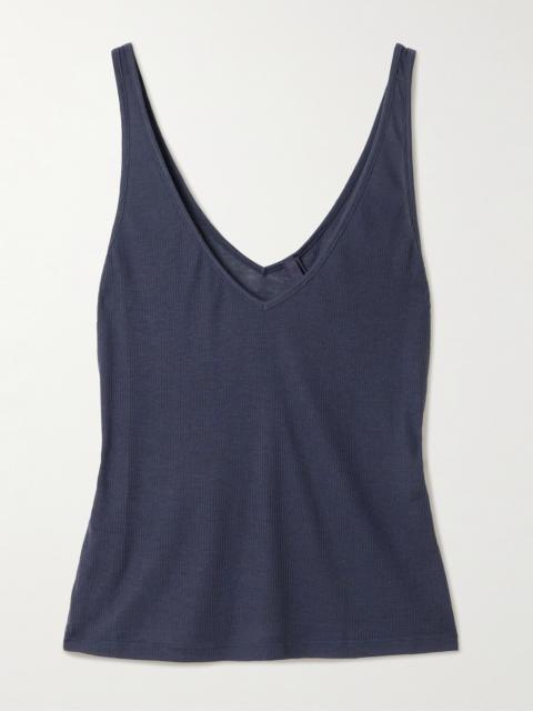 V Neck Ribbed Jersey Tank