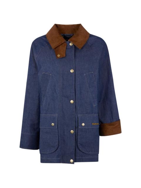 Asker corduroy-collar denim coat
