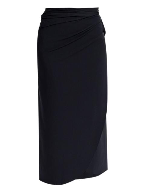 ruched midi skirt