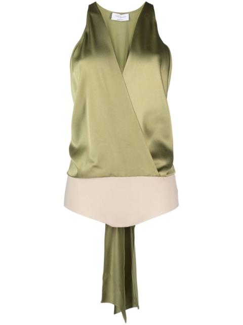 plunging V-neck satin-finish body