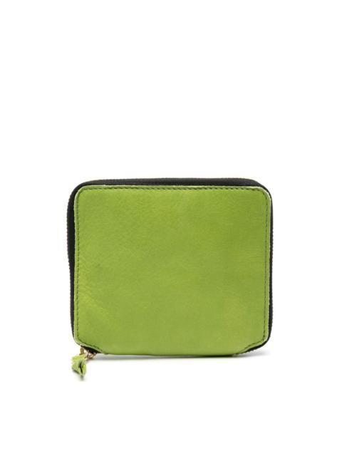 washed bi-fold zip-up wallet