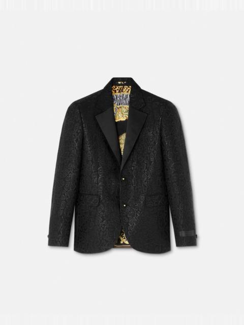 Leopard Jacquard Single-Breasted Blazer