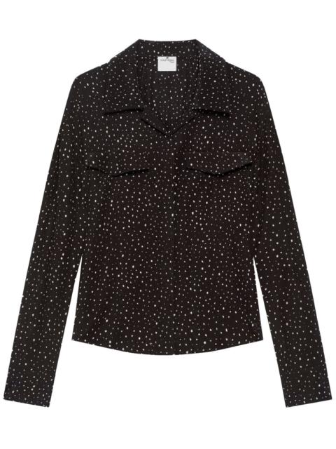 splattered-paint print shirt