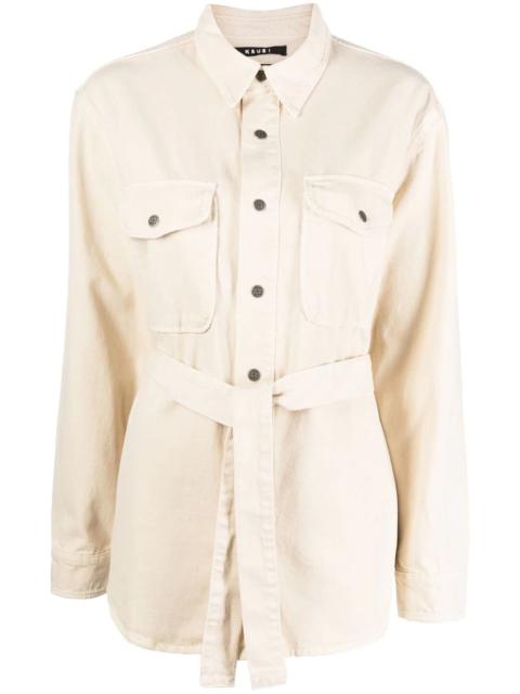 Voyager tied-waistband coat