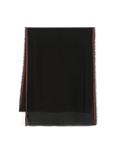 Web-stripe frayed scarf