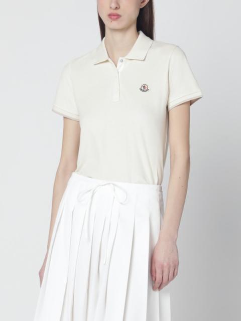 White cotton polo shirt with logo patch