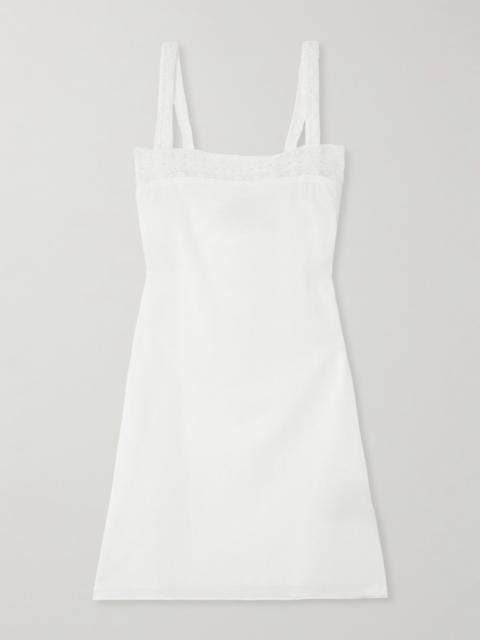 Lace-trimmed Cotton-poplin Mini Dress