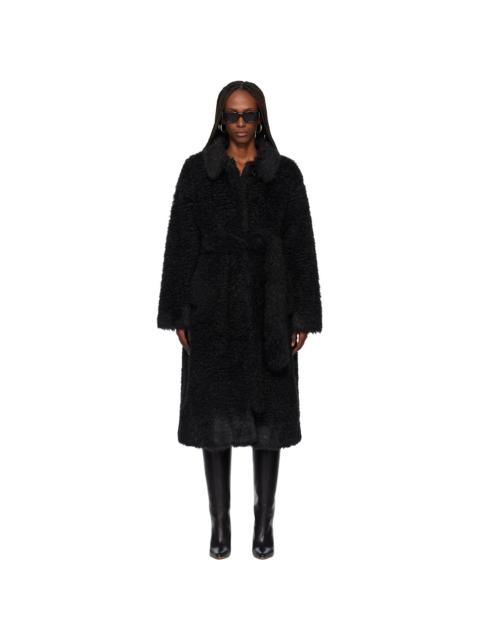 Black Oversized Faux-Fur Coat