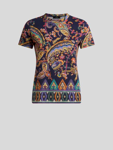 COTTON T-SHIRT WITH FLORAL PAISLEY AND MEDALLION MOTIF