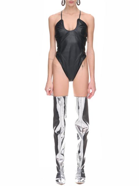 Cut-Out Leather Bodysuit