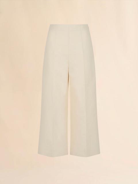 CREAM COTTON CADY CROPPED TROUSERS