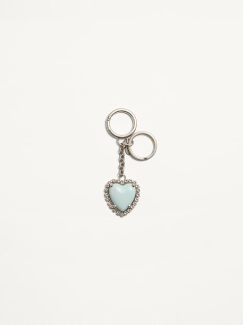 COEUR HYPERBOLE BAG CHARM WITH KEY CHAIN IN METAL, SYNTHETIC MATERIAL, AND CRYSTALS