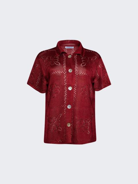 Floral Tile Short Sleeve Shirt Oxblood Red