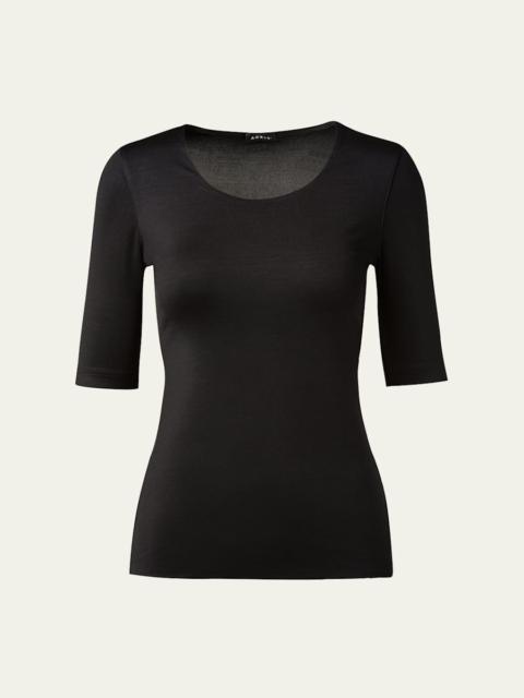 Scoop-Neck Silk Jersey T-Shirt