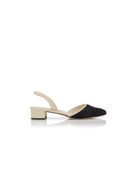 Cream and Black Raffia Slingback Pumps