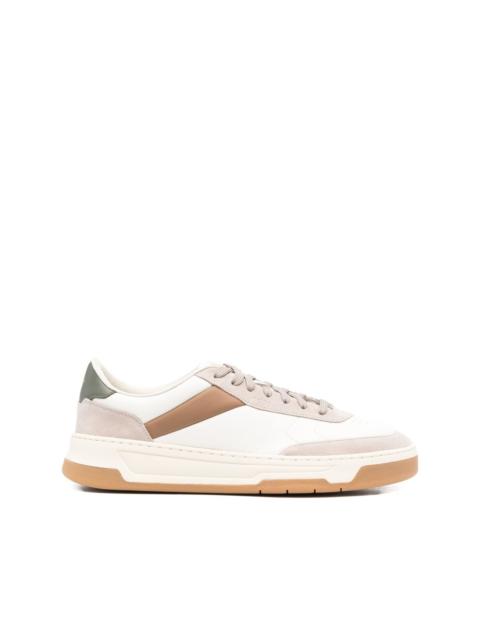 panelled leather sneakers
