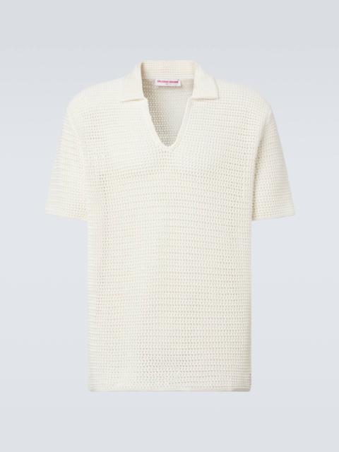 Batten crochet cotton polo shirt