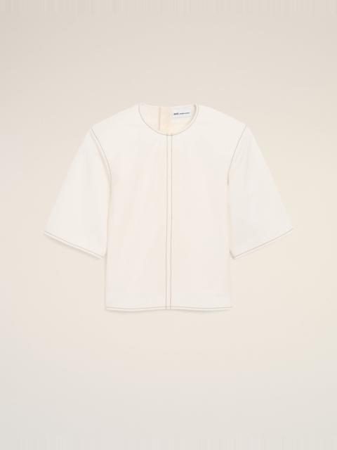 WHITE COTTON SHORT SLEEVES FITTED TOP