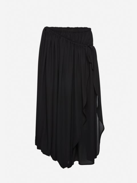Wrap-detail midi skirt with tie fastening in black