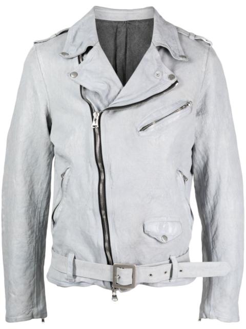leather belted biker jacket
