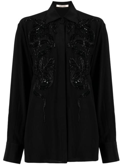bead-embellished appliquÃ© viscose shirt