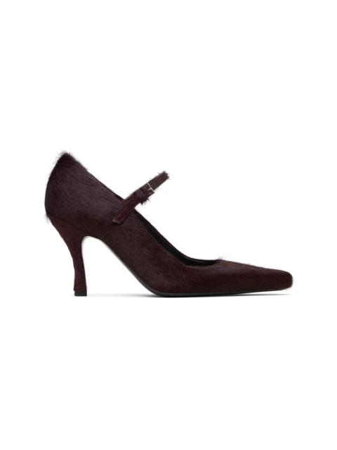 Burgundy Kabel Pony-Effect Leather Heels