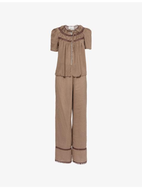 Reformation x Nara Smith Buttercup Hour Gingham-Print Cotton-Blend Pyjama Set