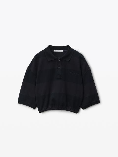black striped pique polo